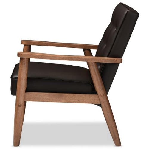 Baxton Studio Sorrento Faux Leather Tufted Reception Chair in Brown