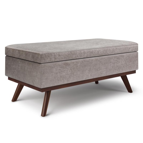 SIMPLI HOME Owen 42 In.w Lift Top Table Storage Ottoman In Distressed Grey Faux Leather I’m so impressed with this ottoman! Everything about it is beautiful