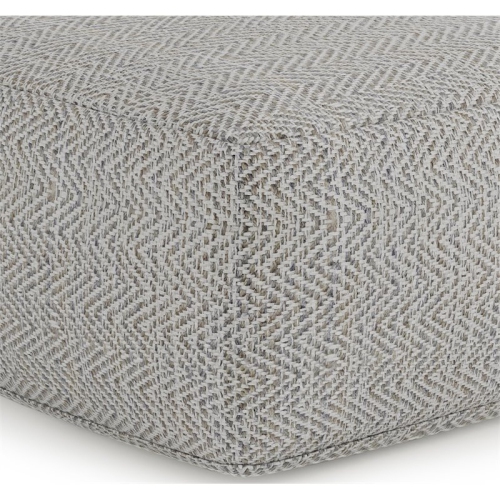 Simpli Home Nate Boho Square Pouf in Patterned Gray Melange Cotton