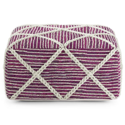 Cowan Contemporary Square Pouf in Magenta and Natural Handloom Woven