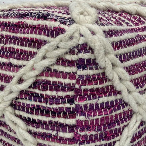 Cowan Contemporary Square Pouf in Magenta and Natural Handloom Woven