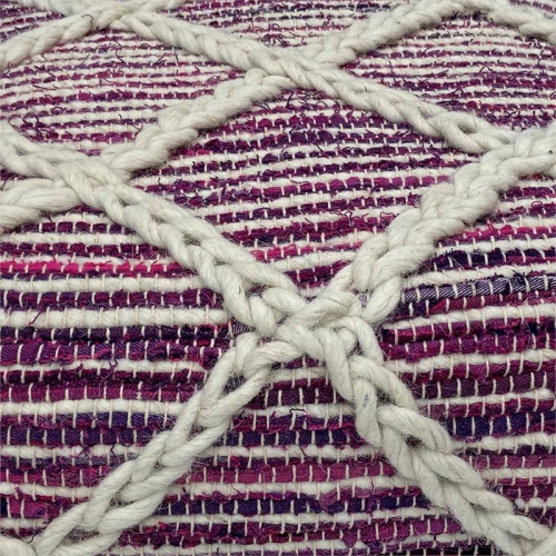 Cowan Contemporary Square Pouf in Magenta and Natural Handloom Woven