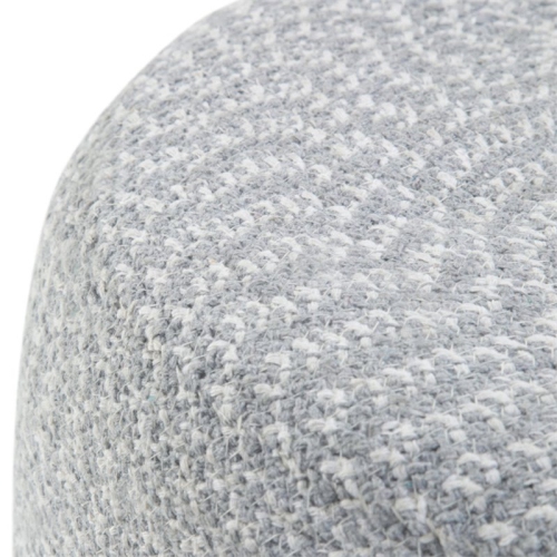 Simpli Home Bayley Boho Round Braided Pouf in Blue and Natural Cotton