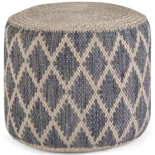 SIMPLI HOME  Edgeley Boho Round Pouf In Gray And Natural Woven Braided Jute