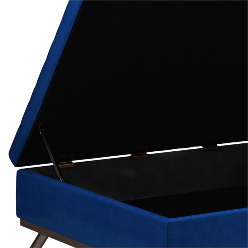 Owen 36 in.W Mid Century Coffee Table Storage Ottoman in Blue Velvet Fabric