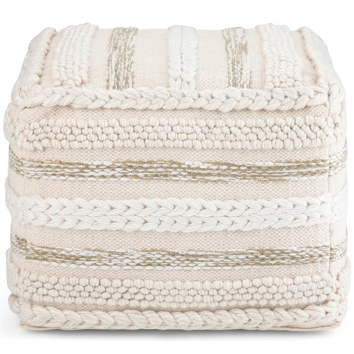 Sommer Boho Square Pouf in Natural Handloom Woven Pattern