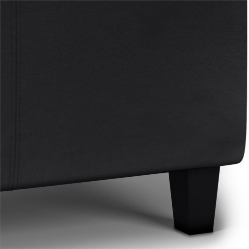 Simpli Home Avalon 42" Faux Leather Lift Up Lids Storage Ottoman in Black