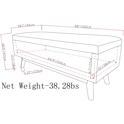 Simpli Home Owen 48" Faux Leather Storage Ottoman in Distressed Gray Taupe