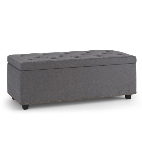 SIMPLI HOME Hamilton 44 " W Rectangle Storage Ottoman In Slate Grey Linen Look Fabric Awesome ottoman