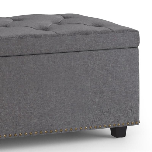 Hamilton 44 " W Rectangle Storage Ottoman in Slate Grey Linen Look Fabric