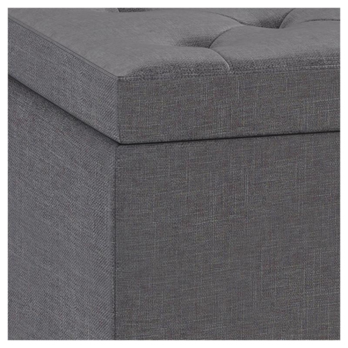 Hamilton 44 " W Rectangle Storage Ottoman in Slate Grey Linen Look Fabric