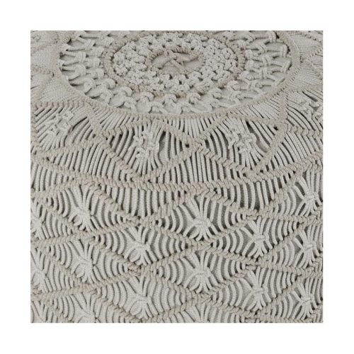 Coates Contemporary Round Macrame Pouf in Cloud Gray Cotton