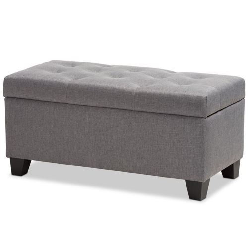 BAXTON STUDIO  Michaela Upholstered Storage Ottoman Bench In In Grey