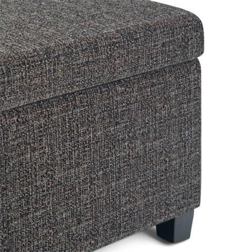Simpli Home Avalon Upholstered Storage Ottoman Bench in Dark Gray