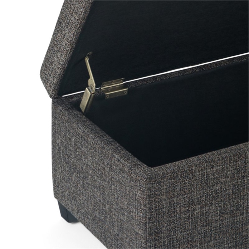 Simpli Home Avalon Upholstered Storage Ottoman Bench in Dark Gray