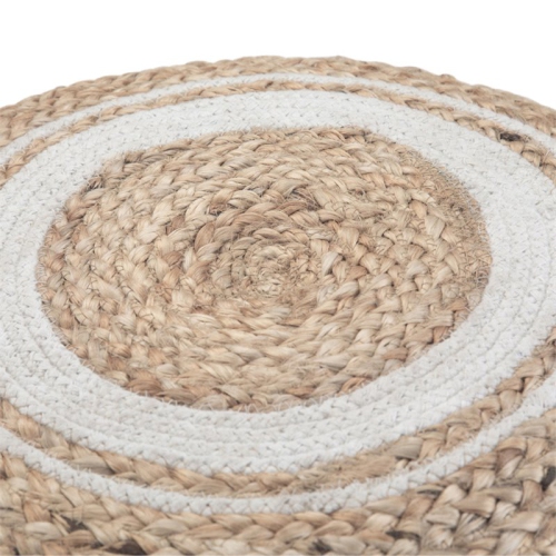 Simpli Home Serena Boho Round Braided Pouf in Natural Cotton