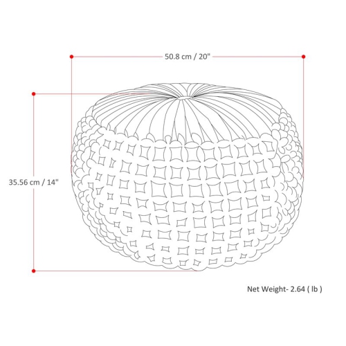 Simpli Home Renee Boho Round Pouf in Teal Velvet Fabric