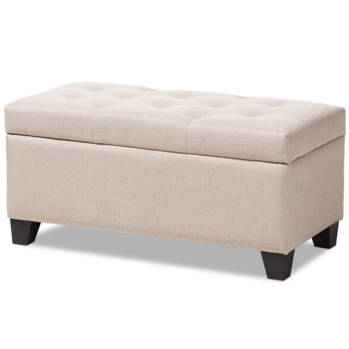 BOWERY HILL  Upholstered Storage Ottoman Bench In In Beige