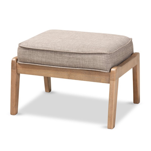 BAXTON STUDIO  Sigrid Light Upholstered Antique Oak Wood Ottoman In Grey