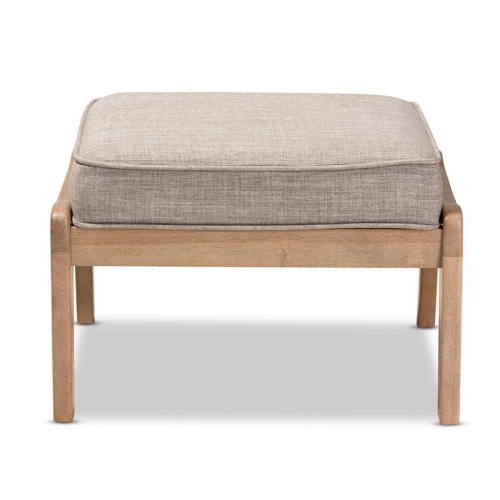Baxton Studio Sigrid Light Grey Upholstered Antique Oak Wood Ottoman