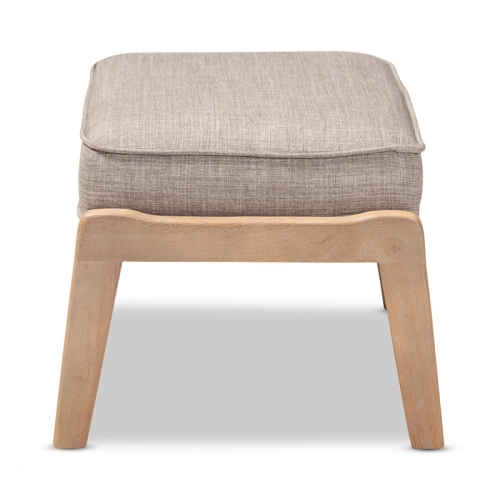 Baxton Studio Sigrid Light Grey Upholstered Antique Oak Wood Ottoman