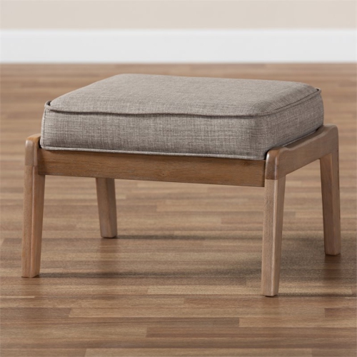 Baxton Studio Sigrid Light Grey Upholstered Antique Oak Wood Ottoman
