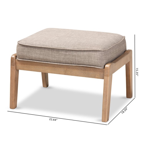 Baxton Studio Sigrid Light Grey Upholstered Antique Oak Wood Ottoman