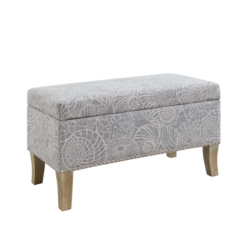 Linon Stephanie Wood Upholstered Storage Ottoman in Stone Gray