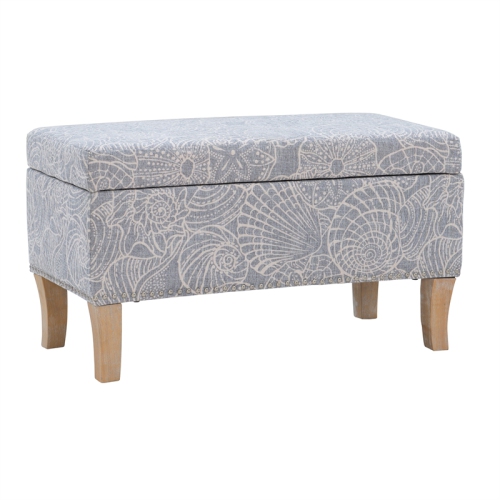 Linon Stephanie Wood Upholstered Storage Ottoman in Stone Gray