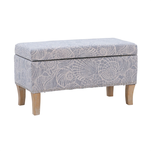 Linon Stephanie Wood Upholstered Storage Ottoman in Stone Gray