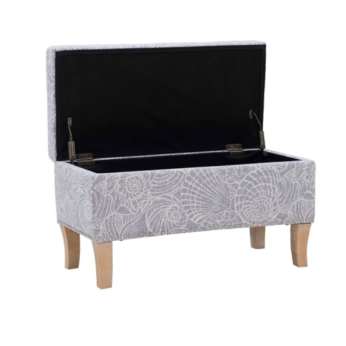 Linon Stephanie Wood Upholstered Storage Ottoman in Stone Gray