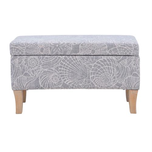 Linon Stephanie Wood Upholstered Storage Ottoman in Stone Gray