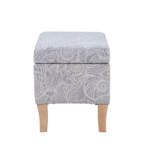 Linon Stephanie Wood Upholstered Storage Ottoman in Stone Gray