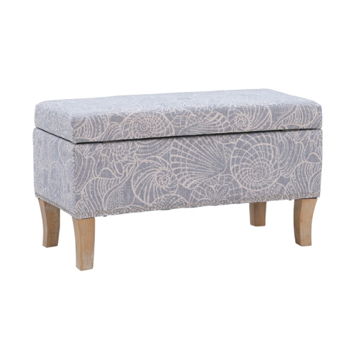 Linon Stephanie Wood Upholstered Storage Ottoman in Stone Gray