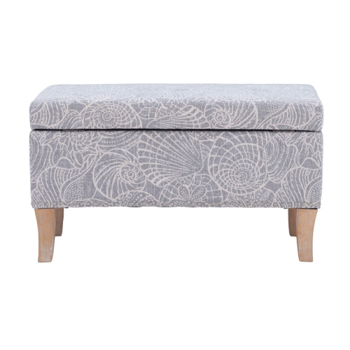 Linon Stephanie Wood Upholstered Storage Ottoman in Stone Gray
