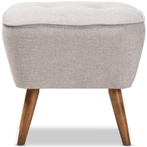 Baxton Studio Petronelle Ottoman in Greyish Beige and Walnut Brown