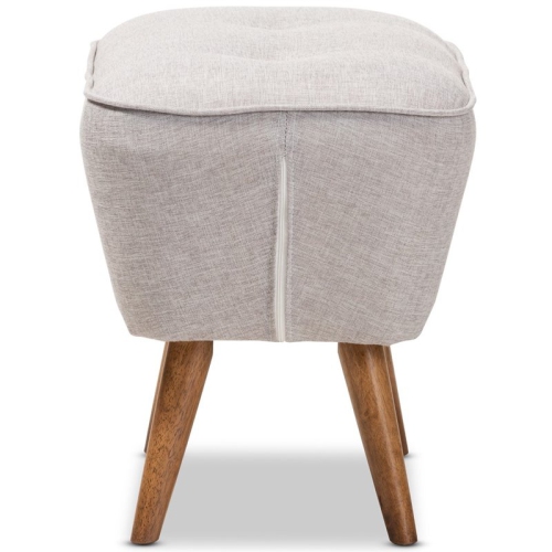 Baxton Studio Petronelle Ottoman in Greyish Beige and Walnut Brown