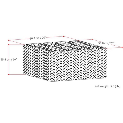 Simpli Home Nate Boho Square Pouf in Patterned Maroon Melange Cotton