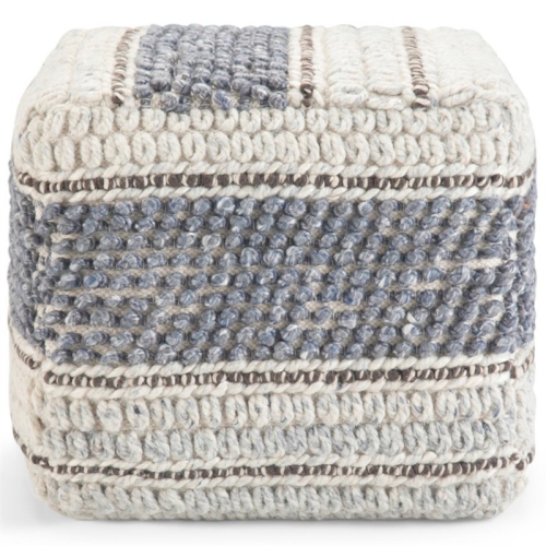 Pouf carré bleu et tissé équitable Best Buy Home Grady Boho de Simpli Home