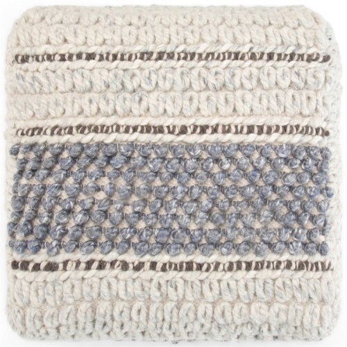 Pouf carré bleu et tissé équitable Best Buy Home Grady Boho de Simpli Home