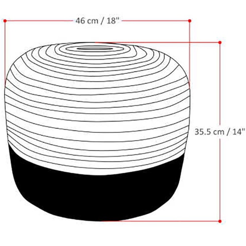 Simpli Home Lydia Boho Round Pouf in Navy and Natural Braided Jute