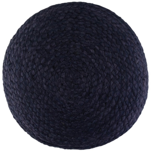 Simpli Home Lydia Boho Round Pouf in Navy and Natural Braided Jute