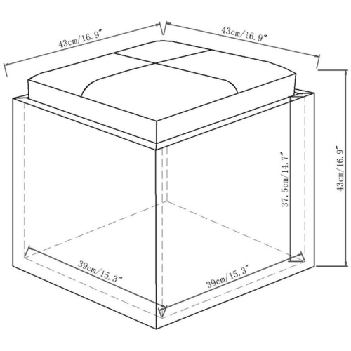 Simpli Home Rockwood Square Tweed Fabric Storage Ottoman With Tray in Mink Brown