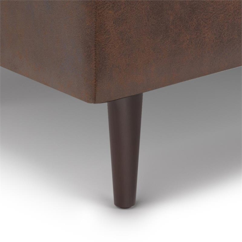 Shay 34 in.W Coffee Table Storage in Distressed Chestnut Brown Faux Leather
