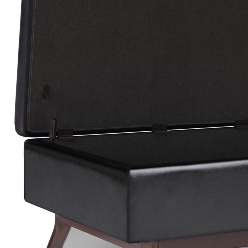 Simpli Home Owen Faux Air Leather Coffee Table Storage Ottoman in Tanners Brown