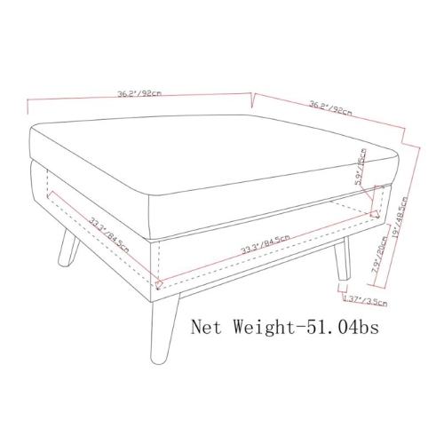 Simpli Home Owen Faux Air Leather Coffee Table Storage Ottoman in Tanners Brown