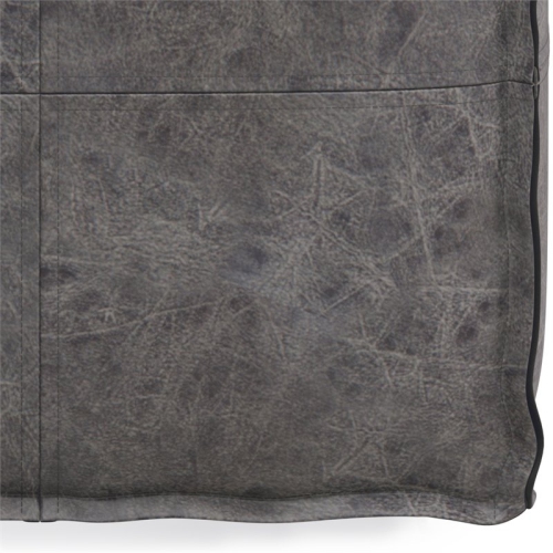 Simpli Home Brody Boho Square Pouf in Distressed Black Faux Leather