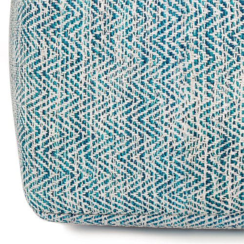 Simpli Home Nate Boho Square Pouf in Patterned Teal Melange Cotton
