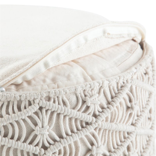 Coates Boho Round Macrame Pouf in Natural Cotton