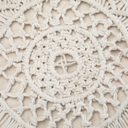 Coates Boho Round Macrame Pouf in Natural Cotton